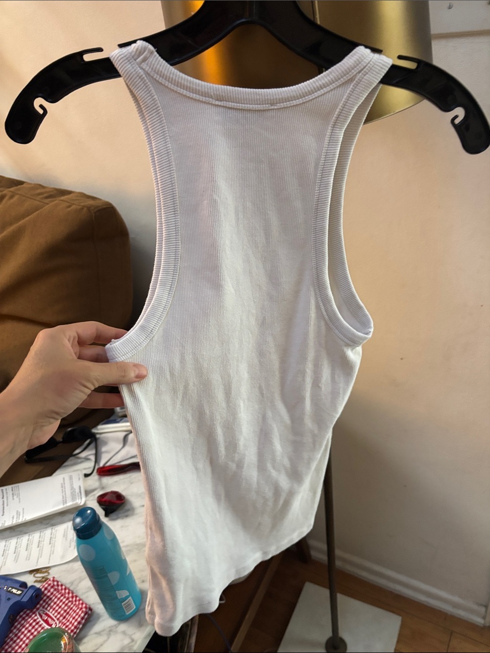 Anine Bing White Ribbed Racerback Tank - Picture 8 of 17